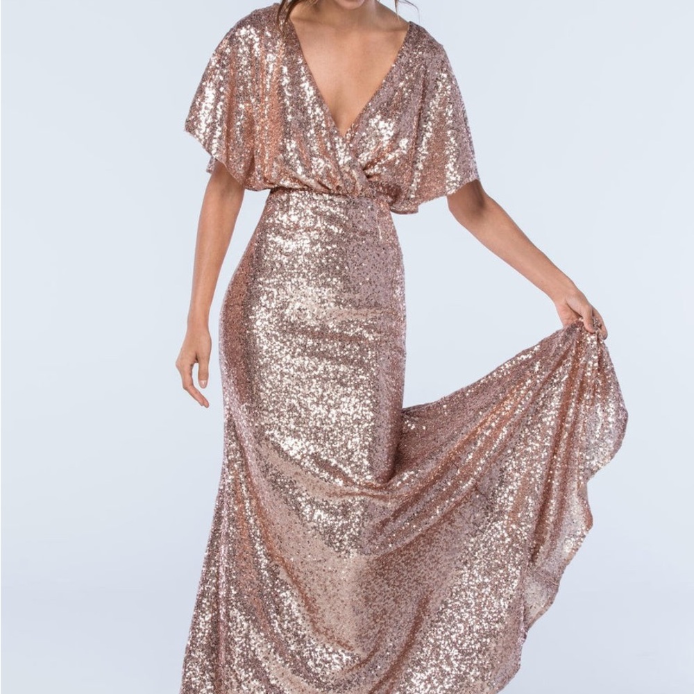 Watters & Watters Elson 2306 Bridesmaid Rose Gold Sequin Dress 6 Gown Formal